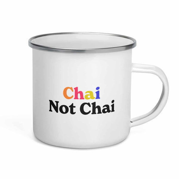 chai not chai חי לא חי enamel mug